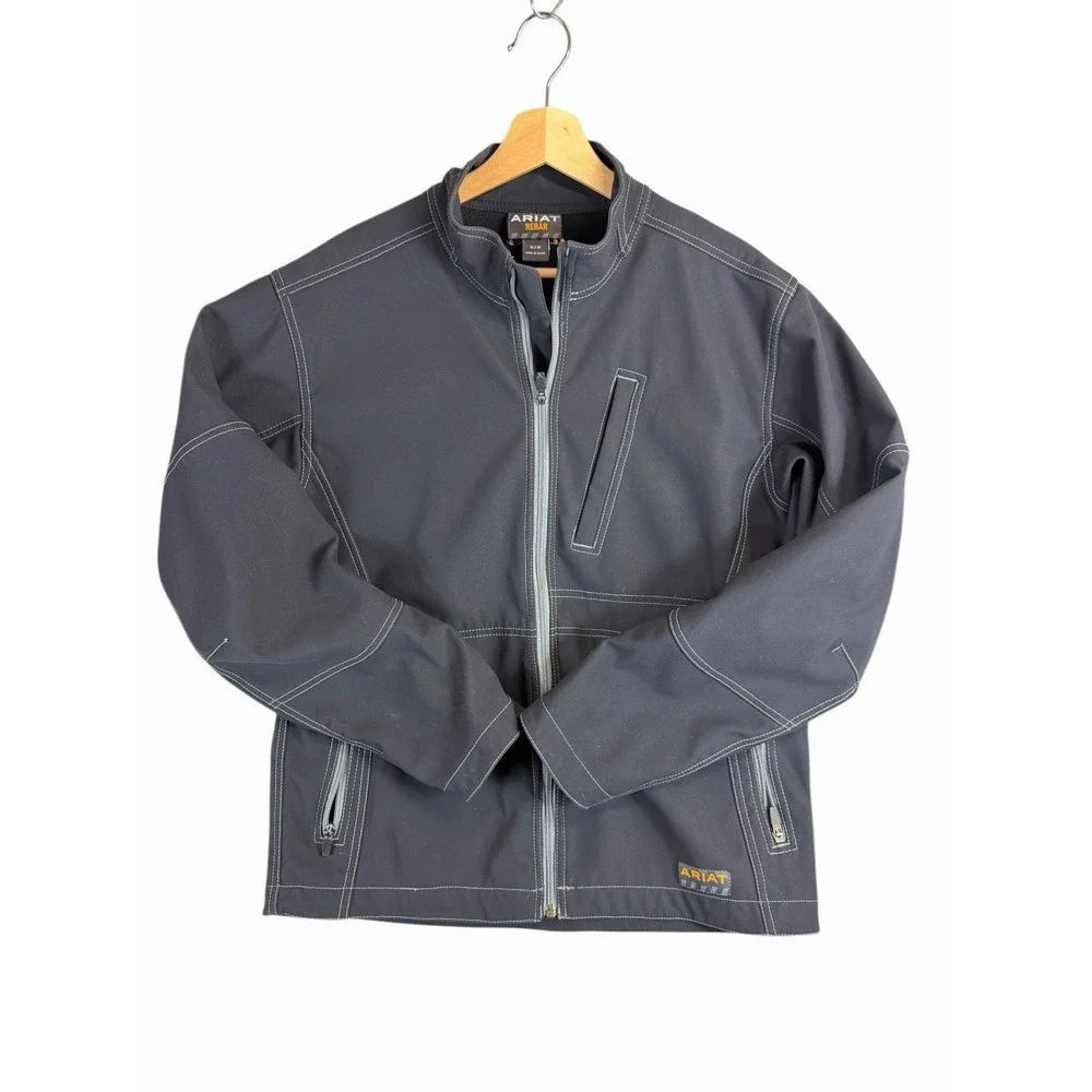 Ariat Rebar Mens M Black Softshell Jacket Full Zip Work Ranch Outdoor
